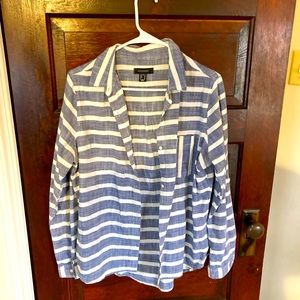 Womens blue and white striped shirt, size 10. Smart casual wear.